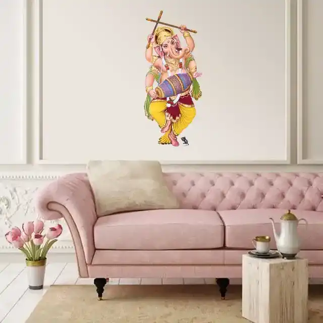 गॉड & गोड्स डांडिया डांस गणेशा 236 वॉल स्टीकर (40 x 60 x 0.1 Cm)