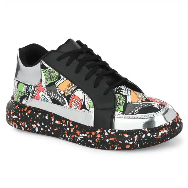 Men's Lace Up Casual Sneakers (Multicolor, 8) (JF-178)