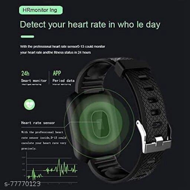 ID 116 Smart Fitness Band Watch with Heart Rate Activity Tracker (Black)