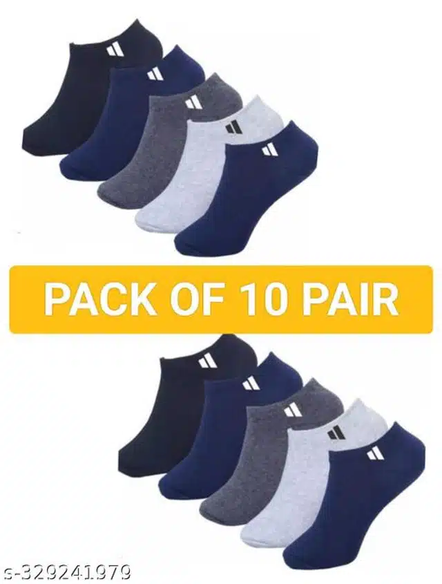 Cotton Socks for Men & Women (Multicolor, Pack of 10)
