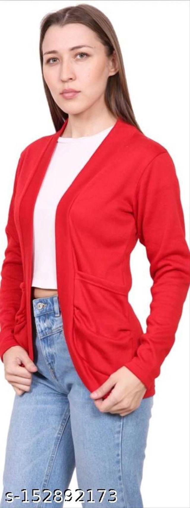 Cotton Blend Shurg for Women (Red, S)