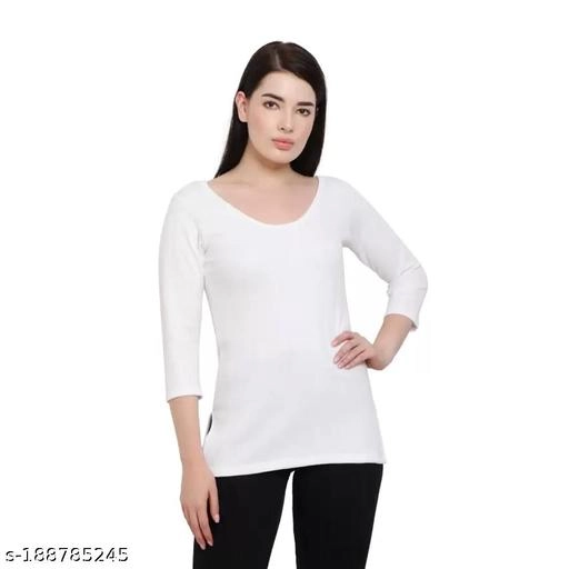 Woolen Thermal Top for Women (White, XS)