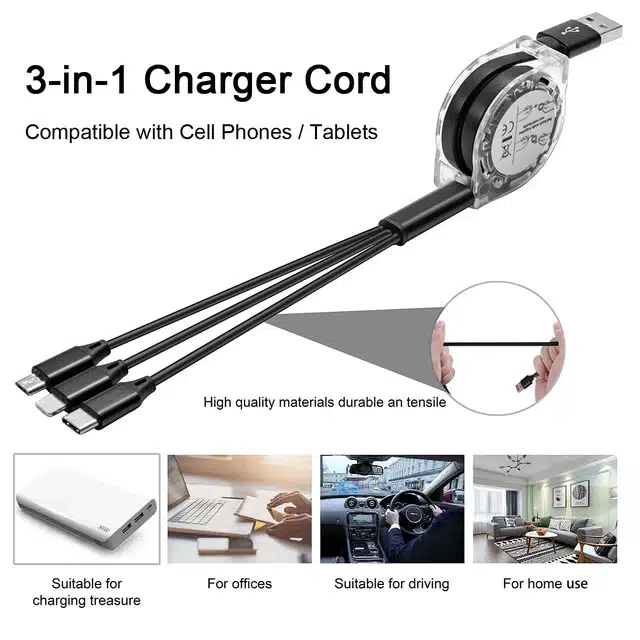 3-in-1 USB Charging Cable (Assorted)