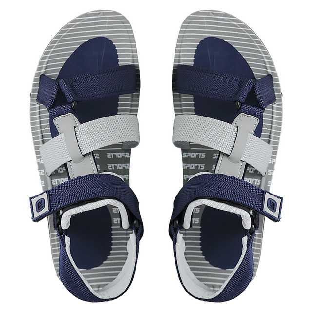 Ligera Men's Stylish Synthetic Leather Casual Sandals (Grey & Blue, 10) (L-10)