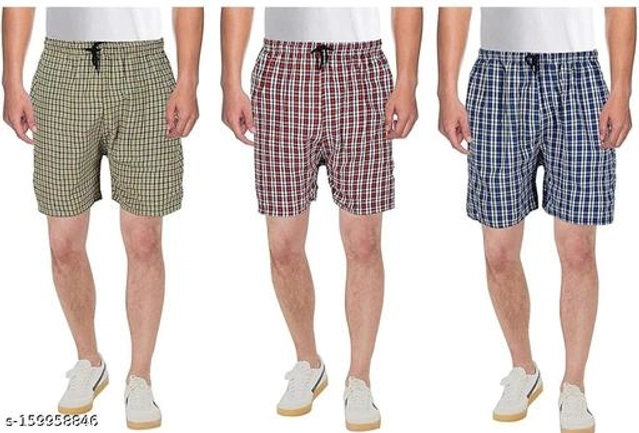 Cotton Shorts for Mens (Multicolor, 28) (Pack of 3)