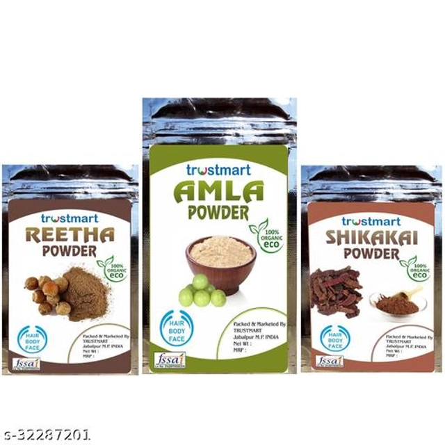 Trustmart Natural Amla (2 Pcs), 2 Pcs Reetha & 2 Pcs Shikakai Hair Care Powder (50 g, Pack of 6)