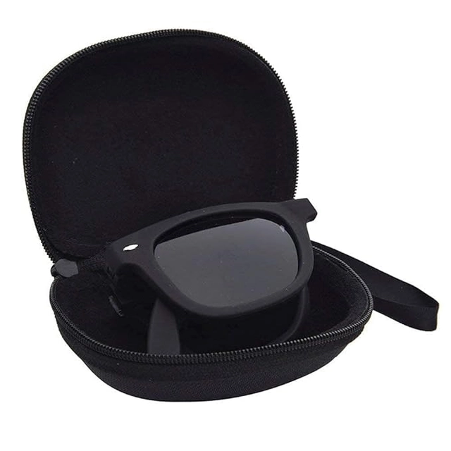 Square Shape Folding Sunglass with UV400 Protection for Men & Women (Black)