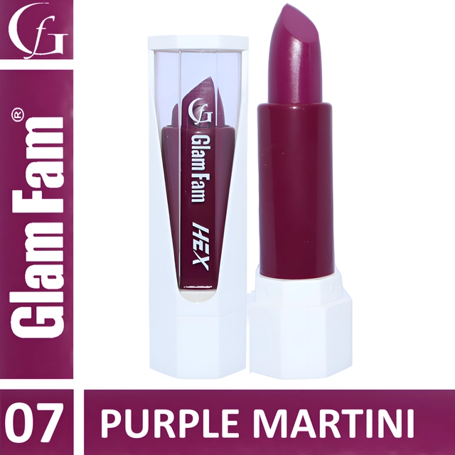 Glam Fam Smudge Proof Creamy Ultra Matte Long Lasting Lipstick (Purple Martini)