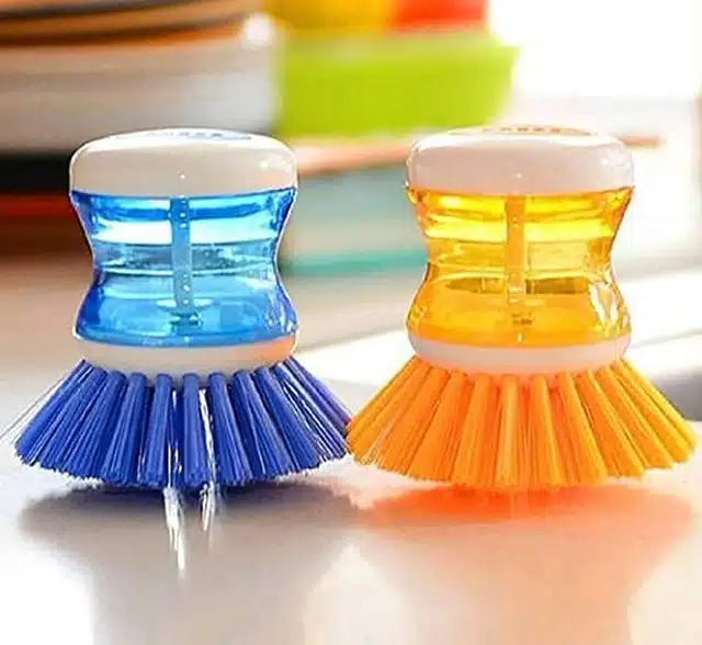 Sink Cleaning Brush With Liquid Soap Dispenser (Multicolor, Free Size) (B35)