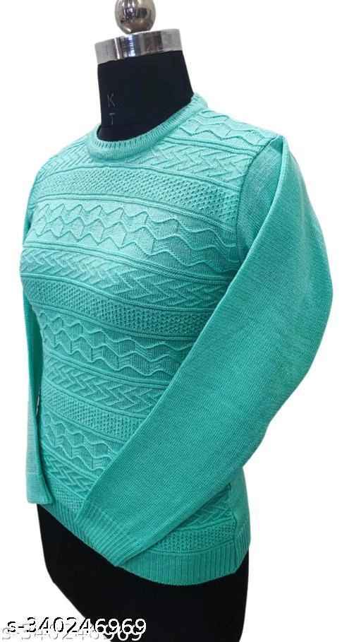 Woolen Solid Top for Women (Sea Green, Free Size)