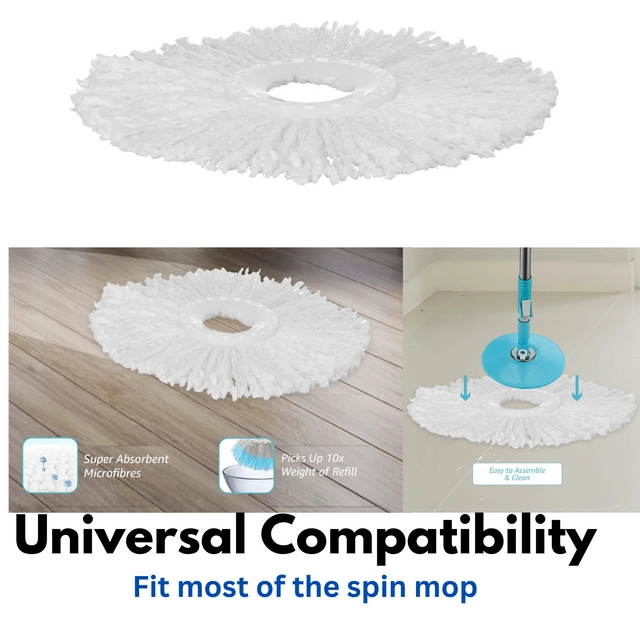 Fabric Spin Mop Refill (White, Pack of 3)