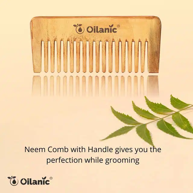 Natural Neem Oil (100 ml) & Herbal Handmade Neem Wooden Comb (5.5 inches) Combo (Pack of 2)