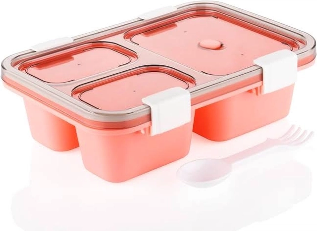 ANJANI Tokyo Lunch Box 3 Compartment Plastic Tiffin Box (Assorted, Pack of 1)