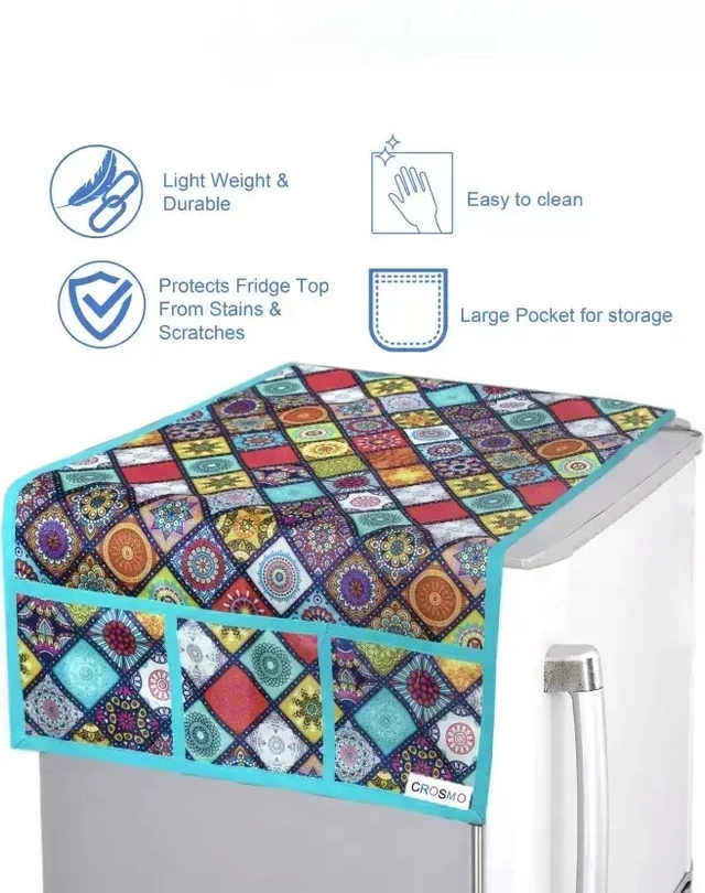 Crosmo Stylish Refrigerator Cover For Top With 6 Utility Pockets (Pack Of 1)