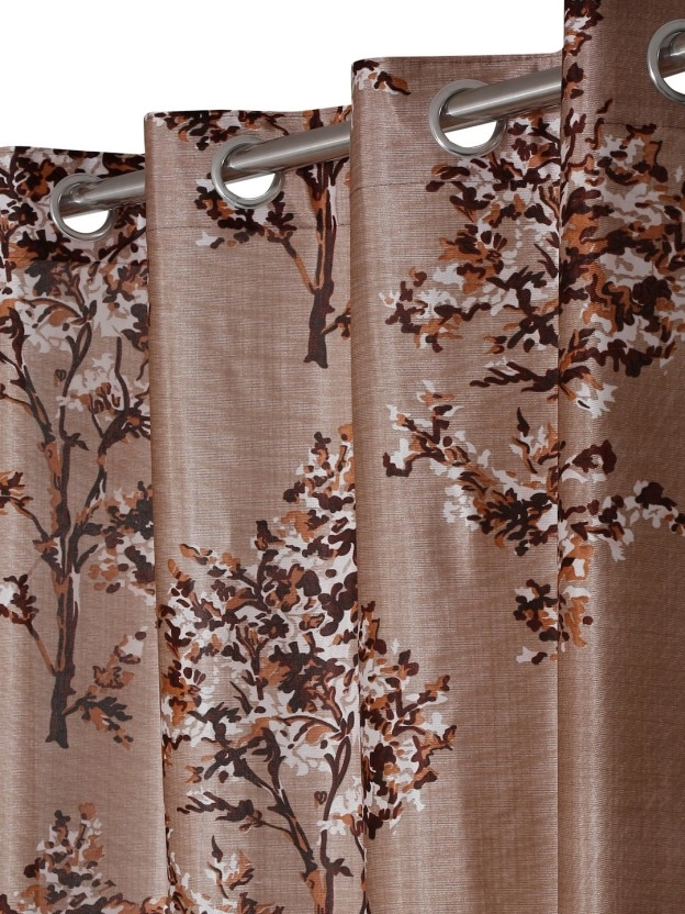 Fashion String Floral Brown Semi-Transparent Polyester String Door Curtains (213 cm) (7 ft) (Pack of 3)