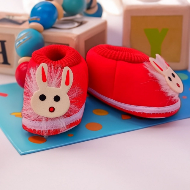 Cotton Booties for Infants (Red, 3-6 Months)