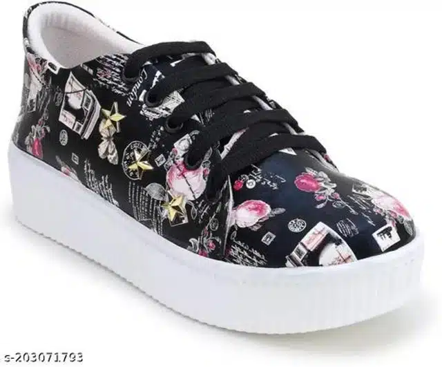 LifeO Casual Shoes for Girls (Black, 4)