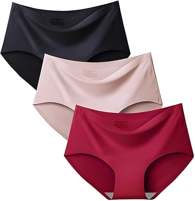 Cotton Solid Mid Waist Seamless Panties for Women & Girls (Multicolor, S) (Pack of 3)