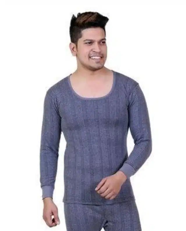 Cotton Blend Thermal Topwear for Men (Navy Blue, S)