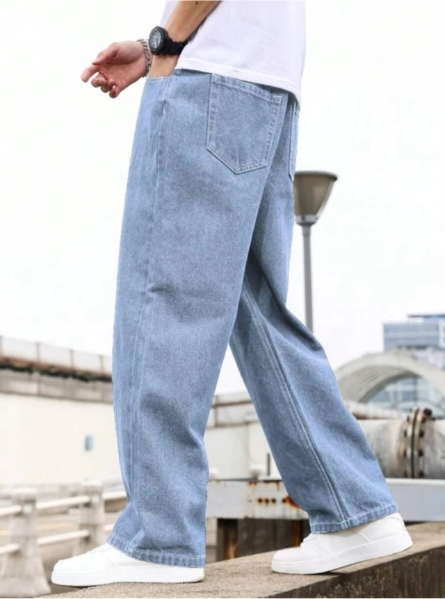 Denim Baggy Jeans for Men (Sky Blue, 28)