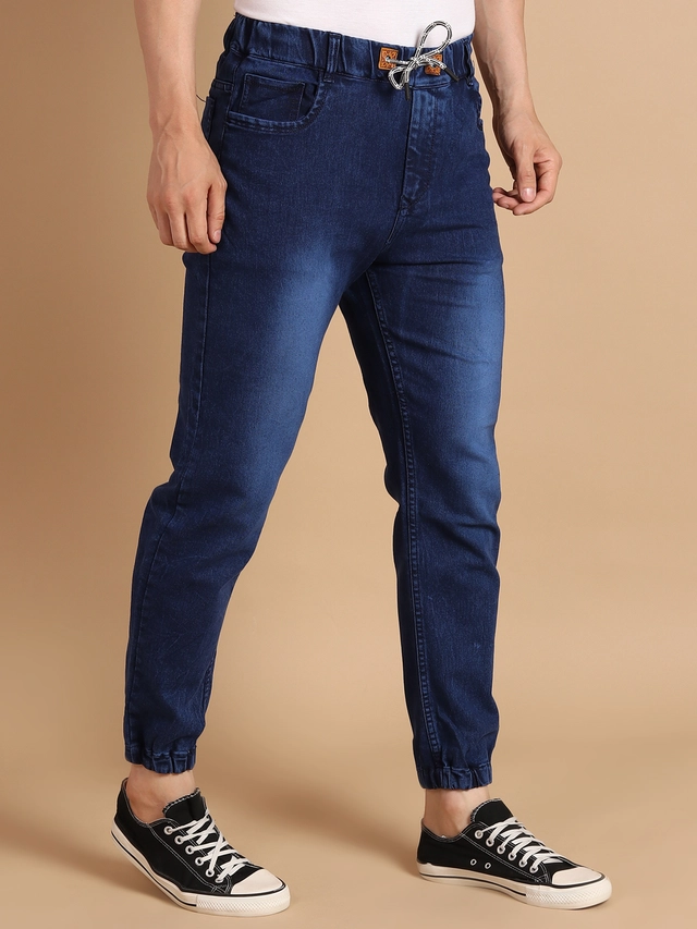 Denim Regular Fit Joggers for Men (Blue, 28)