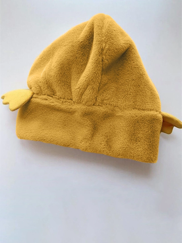 Woolen Cartoon Theme Winter Beanie Scarf for Kids (Yellow, 1-5 Years)