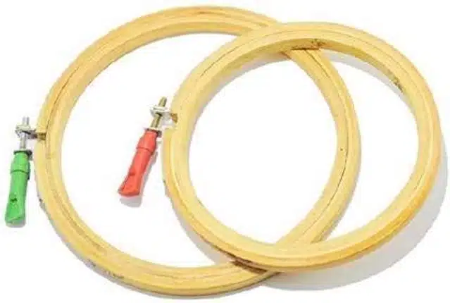 Wooden Embroidery Hoop Ring (Pack of 2) (Yellow, 7 & 8 Inches)