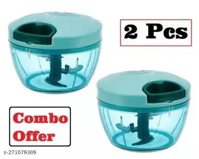 Plastic Manual Chopper (Sky Blue, 450 ml) (Pack of 2)