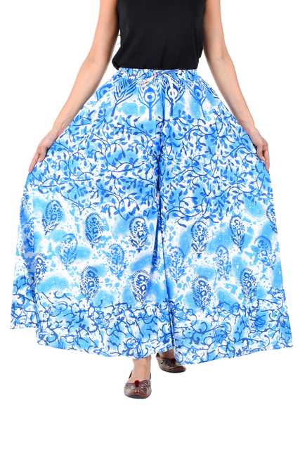 Rangun Casual Cotton Women Printed Palazzo (Blue ) (MT-28)