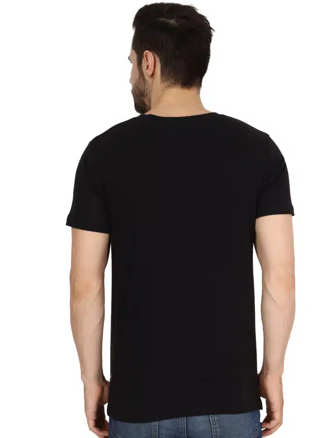 Half Sleeves Solid T-Shirt for Men (Black, M)