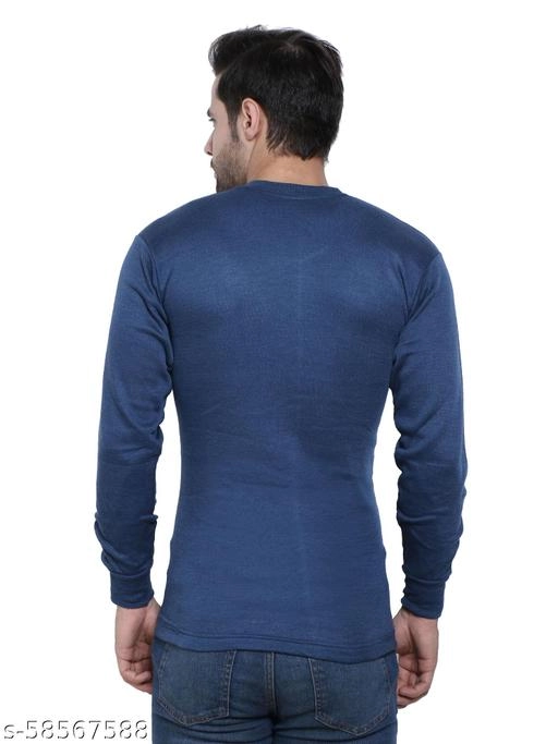 Cotton Thermal Topwear for Men (Blue, M)