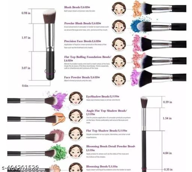 10 Pcs Makeup Brushes with 6 Pcs Makeup Blender (Multicolor, Set of 2)