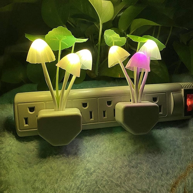 Mushroom Shape Automatic Off/On LED Magic Night Lights (Multicolor, Pack of 2)