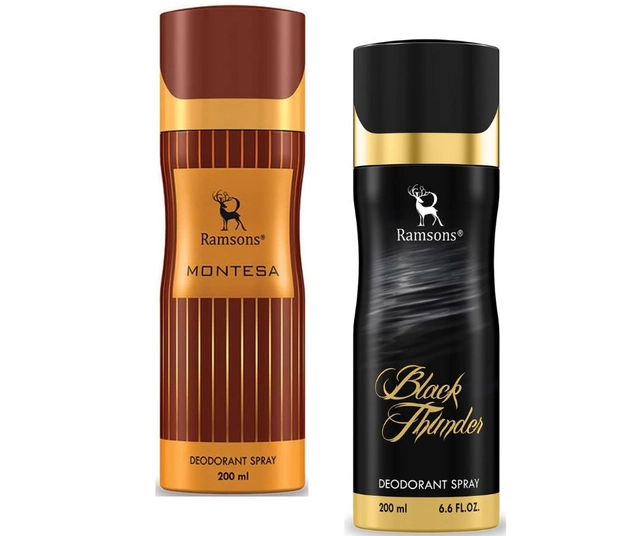 Ramsons Montesa with Black Thunder Deodorant for Men (200 ml, Pack of 2)