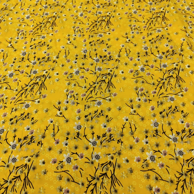 Crepe Printed Dress Material for Women (Yellow, 5 m)