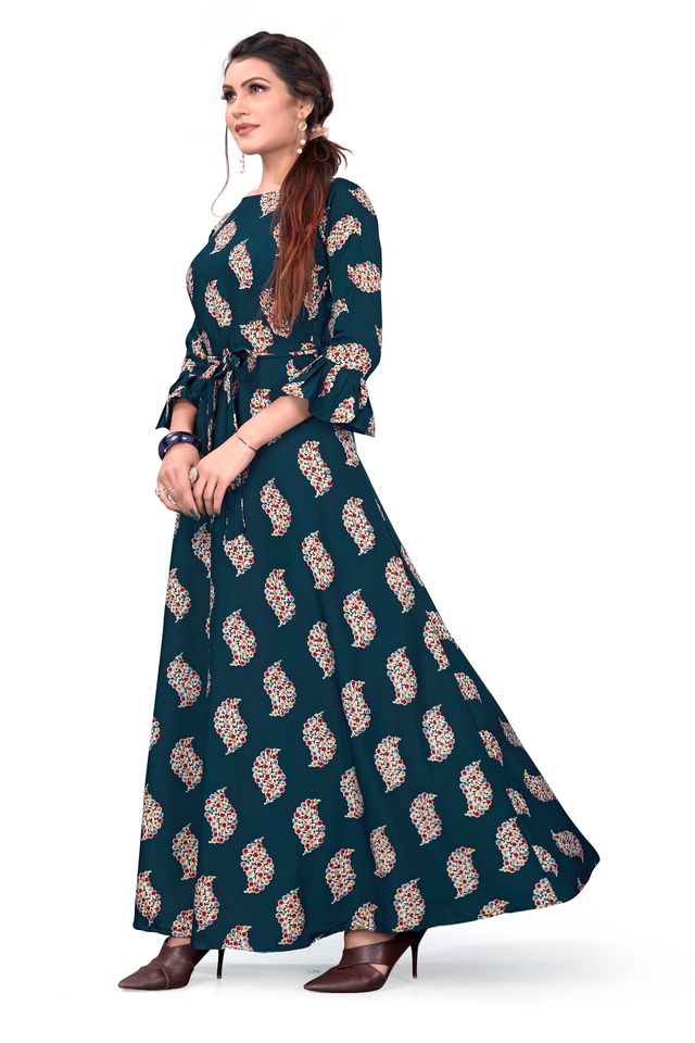 Fit & Flare Gown For Women (Multicolor, L) (Ne29)