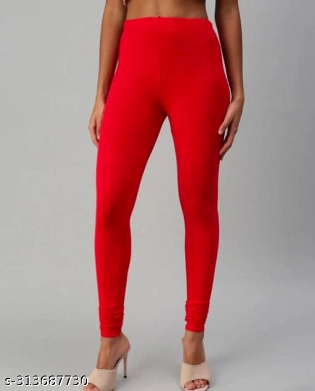 Lycra Blend Leggings for Women (Red, 26)