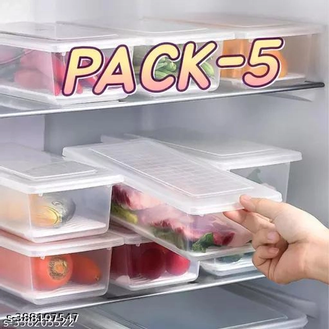 Plastic Fridge Storage Containers (Transparent, 1500 ml) (Pack of 5)