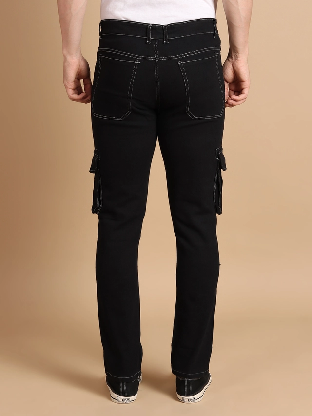 Denim Regular Fit Cargo for Men (Black, 28)