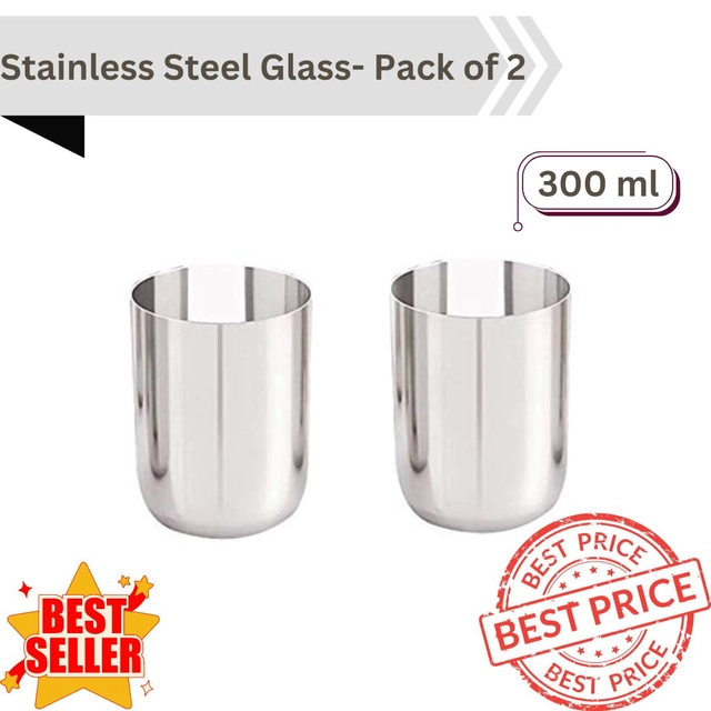 Stainless Steel Glass (300 ml, Pack of 2)