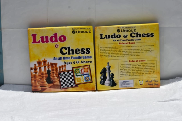 2-in-1 Chess & Ludo Board Game for Kids (Multicolor, 12x12 inches)