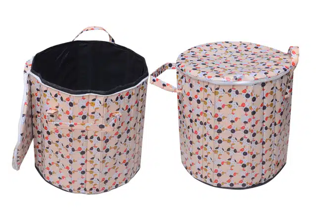 PVC Printed Round Laundry Bag (Multicolor, 30 L)