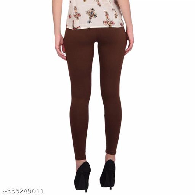 Cotton Lycra Leggings for Women (Brown, 26)