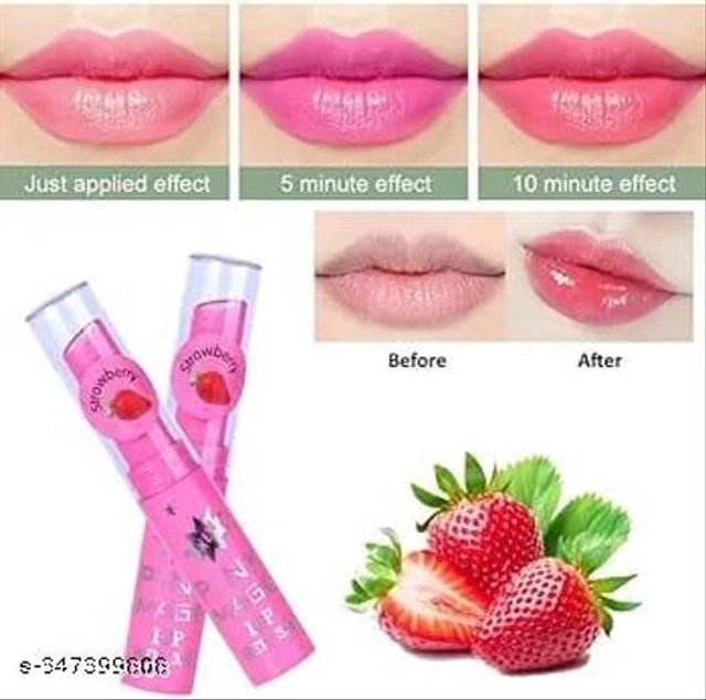 Color Changing Magic Strawberry Lip Balm (Pink, Pack of 2)