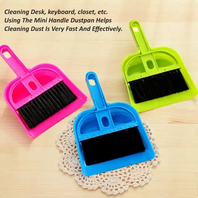 Mini Dustpan with Brush (Set of 1, Blue)