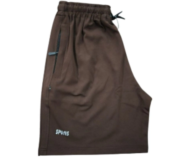 Lycra Solid Shorts for Men (Brown, XL)