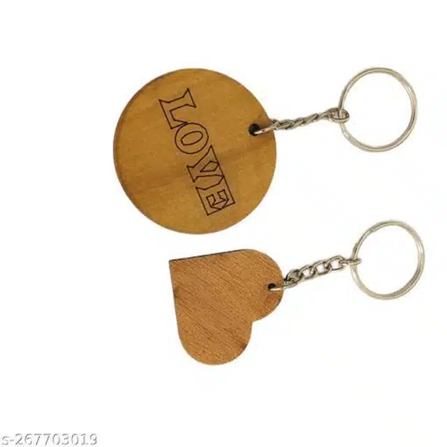 Wooden Key Chain (Brown, Pack of 10)