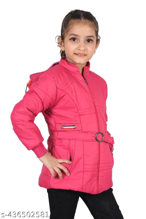 Nylon Jacket for Girls (Pink, 1-2 Years)