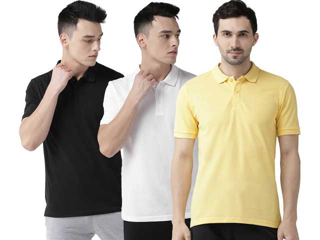 Galatea Cotton Blend Polo T-Shirt for Men (Pack of 3) (Multicolor, L) (G1053)