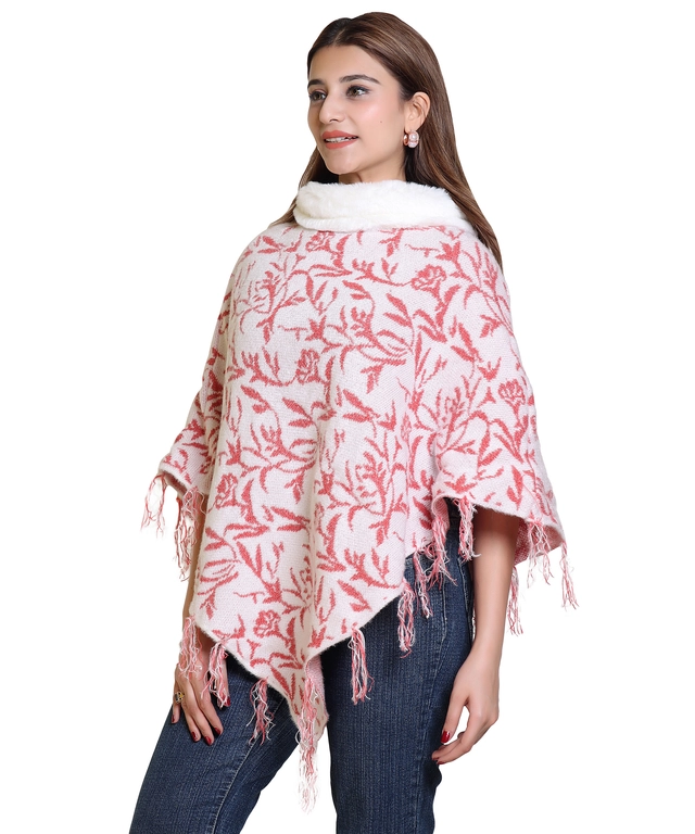 Woolen Self-Design Ponchos for Women (Multicolor, M)